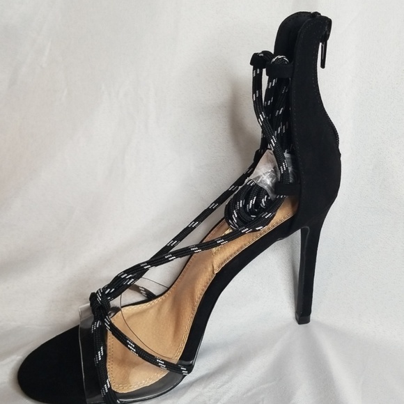 🔥🔥LILIANA Ankle Tie Black Heels - Picture 6 of 8